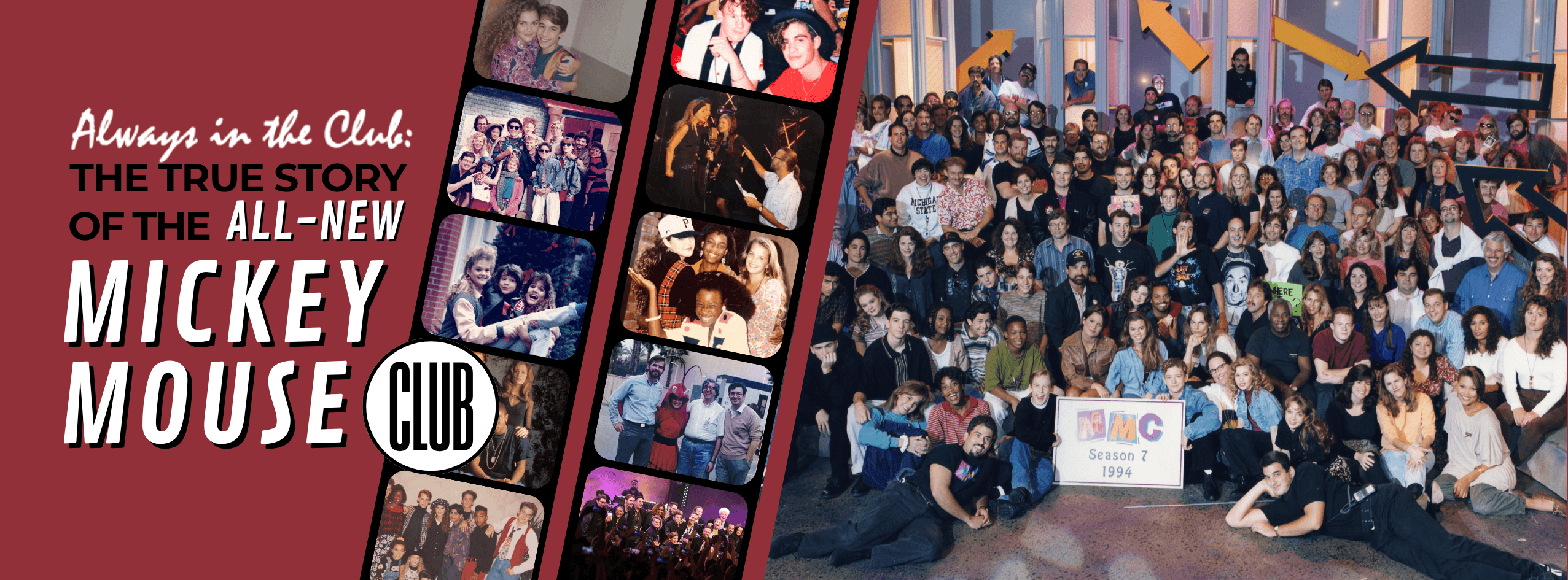 Always In The Club: The True Story of the All-New Mickey Mouse Club — cast photo and book branding