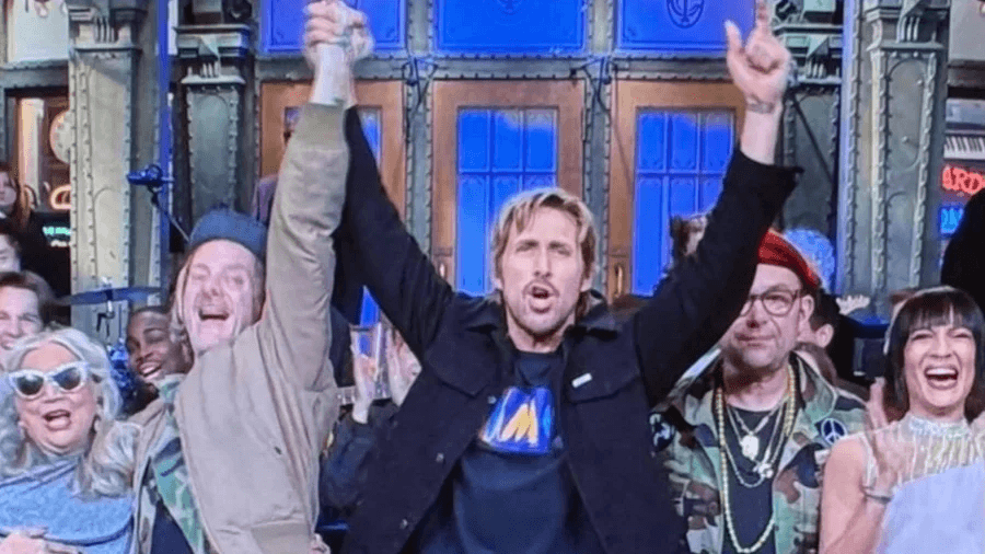 Ryan Gosling wearing a Mickey Mouse Club shirt