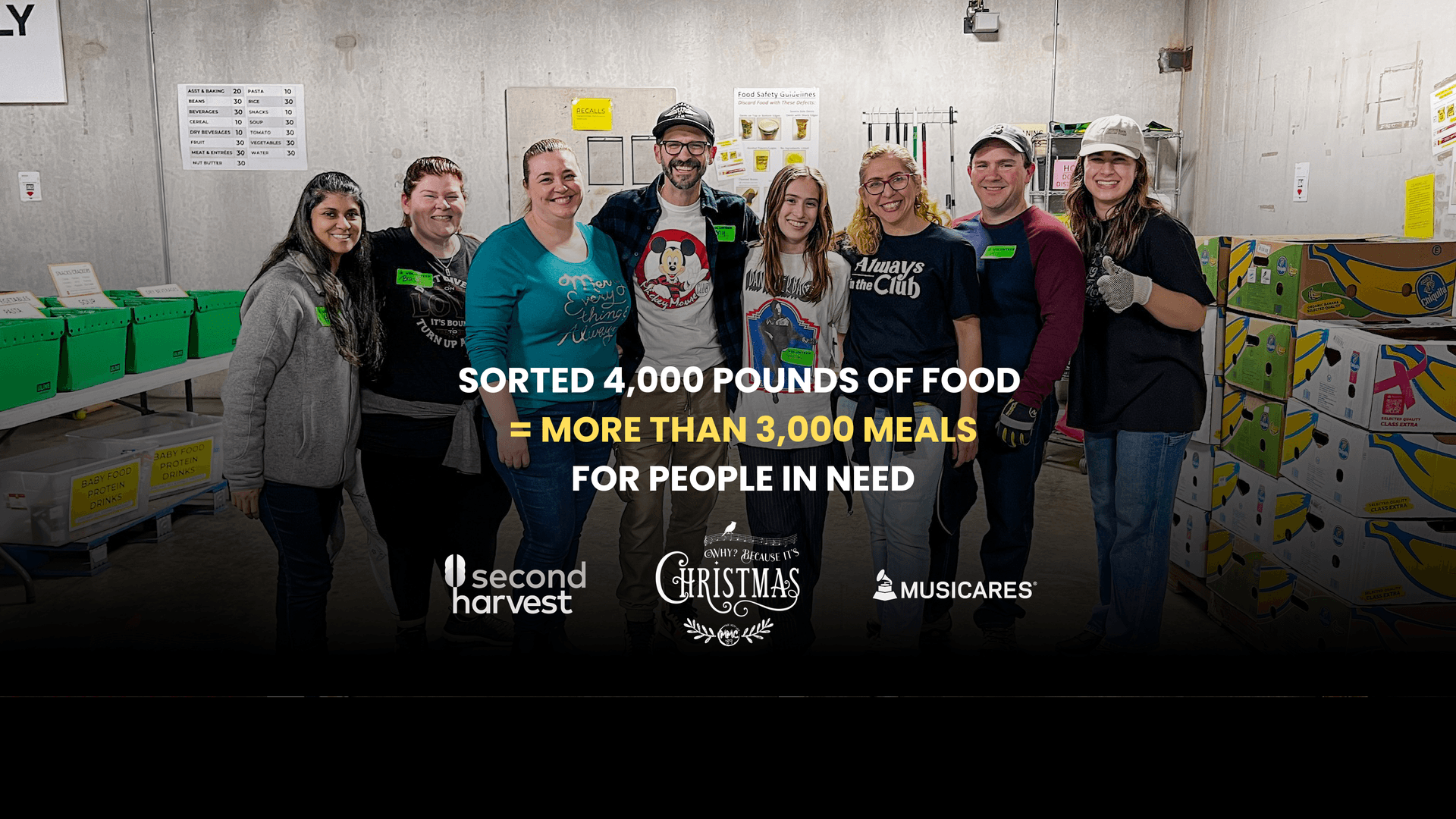 Mouseketeers at Second Harvest Food Bank: sorted 4,000 pounds of food = more than 3,000 meals for people in need