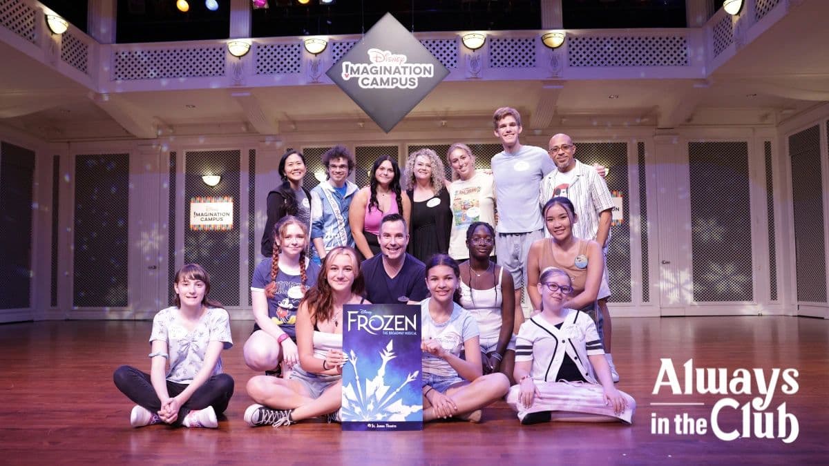 Students with Mouseketeers on stage at Disney Imagination Campus