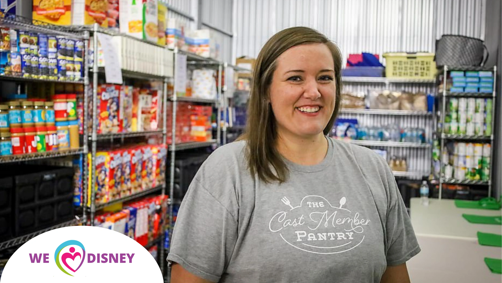 A Cast Member Pantry volunteer in the food bank